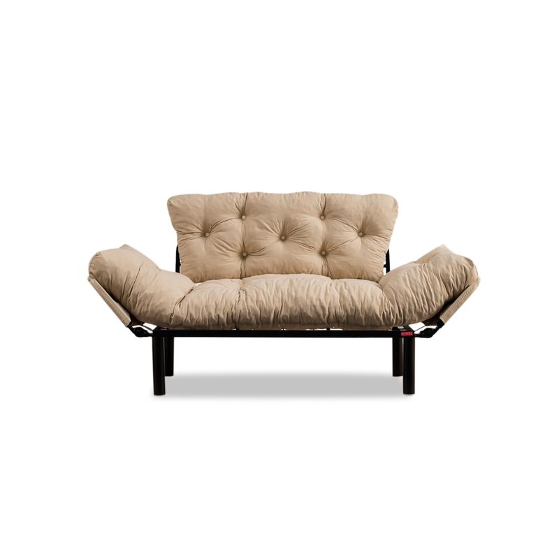 Casa si Gradina - Mobilier - Canapele si coltare - Canapele - Canapea extensibila, Hanah Home, metal, microfibra, crem, 155x85x70 cm - Infinity.ro
