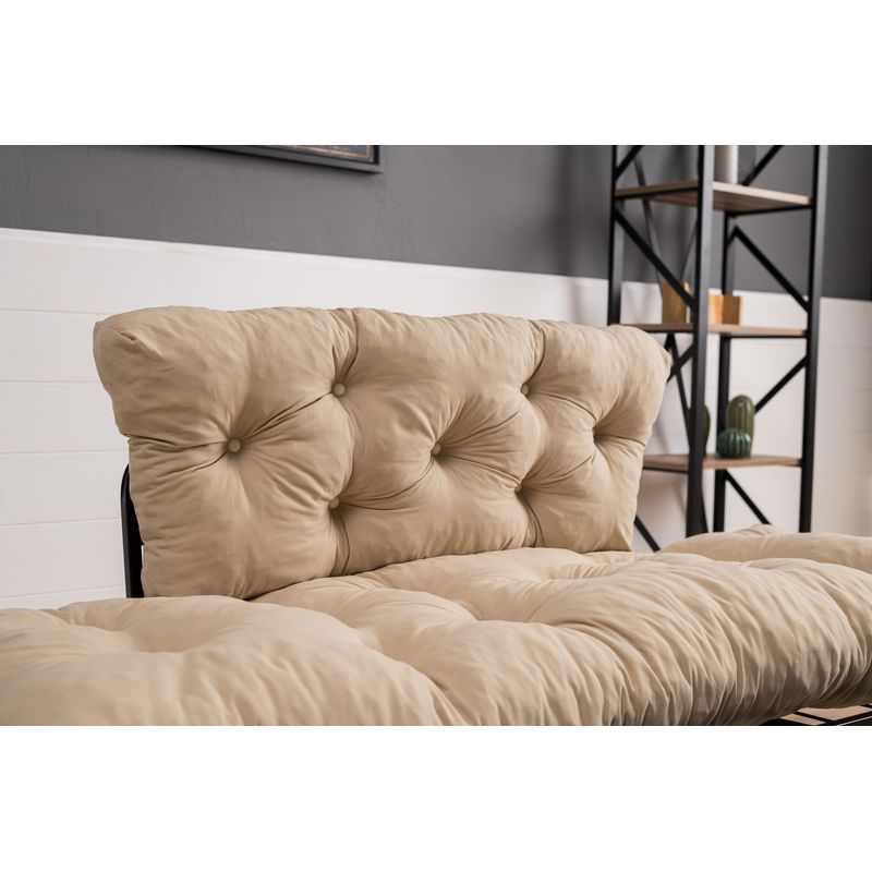 Casa si Gradina - Mobilier - Canapele si coltare - Canapele - Canapea extensibila, Hanah Home, metal, microfibra, crem, 155x85x70 cm - Infinity.ro