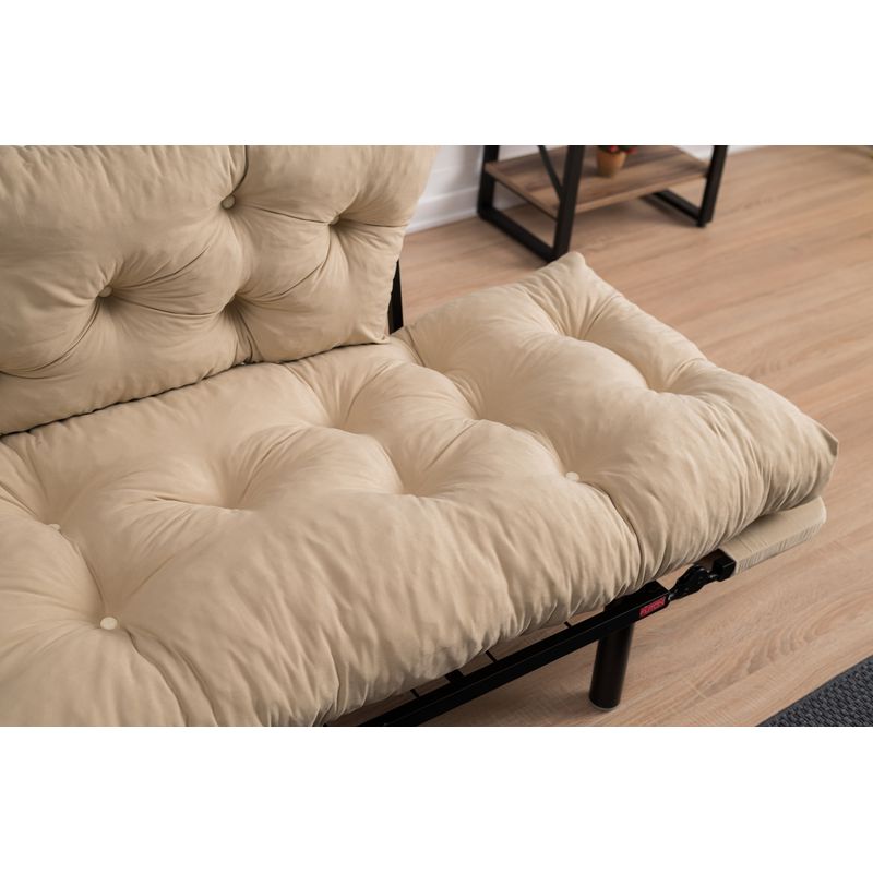 Casa si Gradina - Mobilier - Canapele si coltare - Canapele - Canapea extensibila, Hanah Home, metal, microfibra, crem, 155x85x70 cm - Infinity.ro