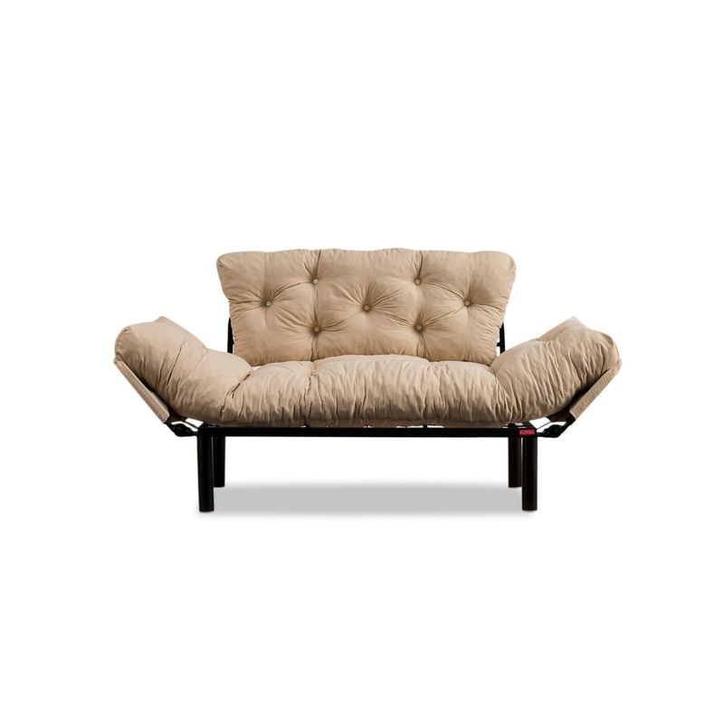 Casa si Gradina - Mobilier - Canapele si coltare - Canapele - Canapea extensibila, Hanah Home, metal, microfibra, crem, 155x85x70 cm - Infinity.ro