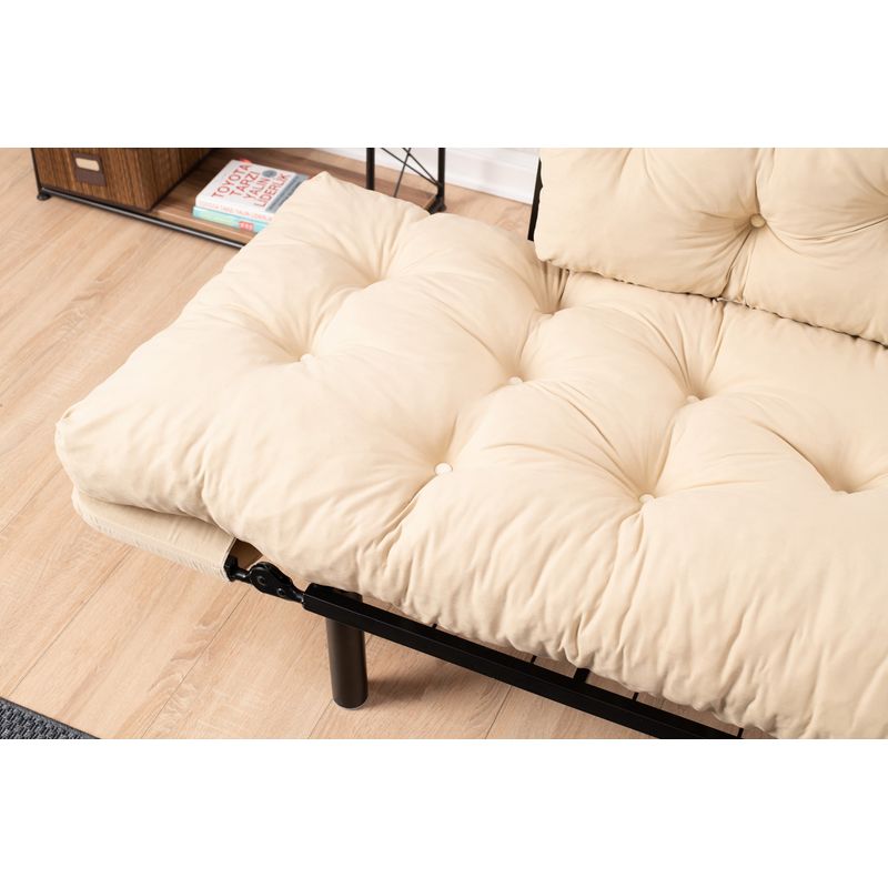 Casa si Gradina - Mobilier - Canapele si coltare - Canapele - Canapea extensibila, Hanah Home, metal, microfibra, crem, 155x85x70 cm - Infinity.ro