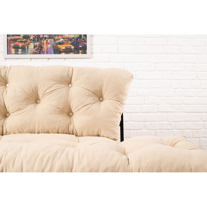 Casa si Gradina - Mobilier - Canapele si coltare - Canapele - Canapea extensibila, Hanah Home, metal, microfibra, crem, 155x85x70 cm - Infinity.ro