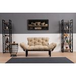 Casa si Gradina - Mobilier - Canapele si coltare - Canapele - Canapea extensibila, Hanah Home, metal, microfibra, crem, 155x85x70 cm - Infinity.ro