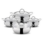 Casa si Gradina - Bucatarie si vesela - Vase pentru gatit - Oale si cratite - Set oale, Hermia, inox, argintiu, 8 piese, 24/22/20/16 cm - Infinity.ro