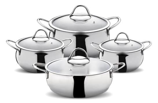 Set oale, Hermia, inox, argintiu, 8 piese, 24/22/20/16 cm
