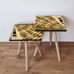 Casa si Gradina - Mobilier - Mese si birouri - Masute de cafea - Set masute de cafea, Hanah Home, mdf, auriu maro bej negru, 35x47x35 cm, 35x42x35 cm - Infinity.ro