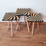 Casa si Gradina - Mobilier - Mese si birouri - Masute de cafea - Set masute de cafea, Hanah Home, mdf, albastru marin crem portocaliu, 3 piese, 35x35x52 cm - Infinity.ro