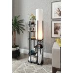 Casa si Gradina - Corpuri si surse de iluminat - Veioze si lampi - Lampadare - Lampadar, Opviq, lemn compozit si mdf, negru alb, 45x25x160 cm - Infinity.ro