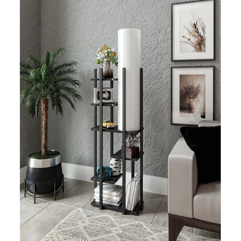 Casa si Gradina - Corpuri si surse de iluminat - Veioze si lampi - Lampadare - Lampadar, Opviq, lemn compozit si mdf, negru alb, 45x25x160 cm - Infinity.ro