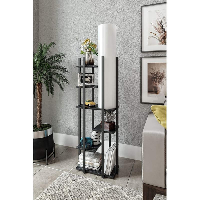 Casa si Gradina - Corpuri si surse de iluminat - Veioze si lampi - Lampadare - Lampadar, Opviq, lemn compozit si mdf, negru alb, 45x25x160 cm - Infinity.ro