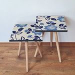 Casa si Gradina - Mobilier - Mese si birouri - Masute de cafea - Set masute de cafea, Hanah Home, mdf, albastru marin, albastru, bej, 35x35x47 cm, 35x35x42 cm, picioare lemn fag - Infinity.ro