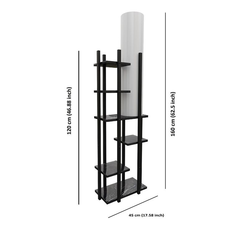 Casa si Gradina - Corpuri si surse de iluminat - Veioze si lampi - Lampadare - Lampadar, Opviq, lemn compozit si mdf, negru alb, 45x25x160 cm - Infinity.ro