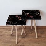 Casa si Gradina - Mobilier - Mese si birouri - Masute de cafea - Set masute de cafea, Hanah Home, mdf, negru roz somon, 35x35x47 cm, 35x35x42 cm - Infinity.ro