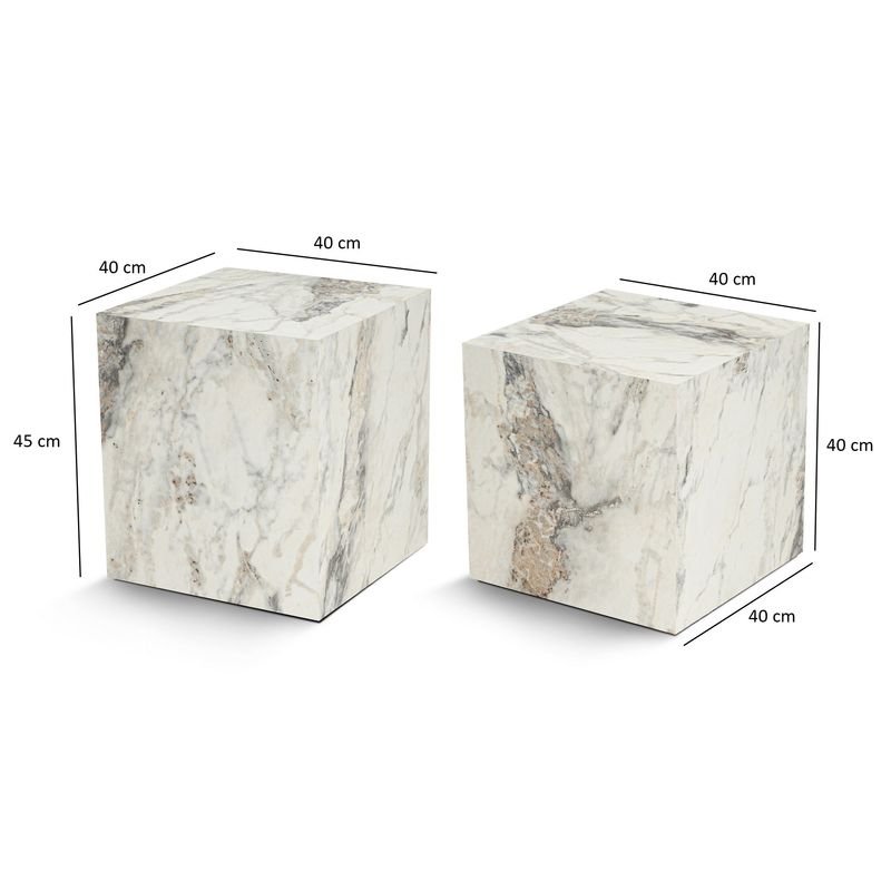 Casa si Gradina - Mobilier - Mese si birouri - Masute de cafea - Set masute laterale, Hanah Home, mdf, freesia marble, 40x40x40 cm, 40x40x45 cm - Infinity.ro