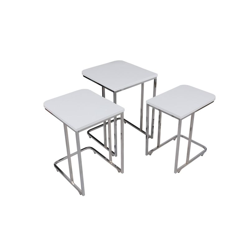 Casa si Gradina - Mobilier - Mese si birouri - Masute de cafea - Set masute cuib, Hanah Home, cadru metal, alb, blat mdf, 3 bucati - Infinity.ro