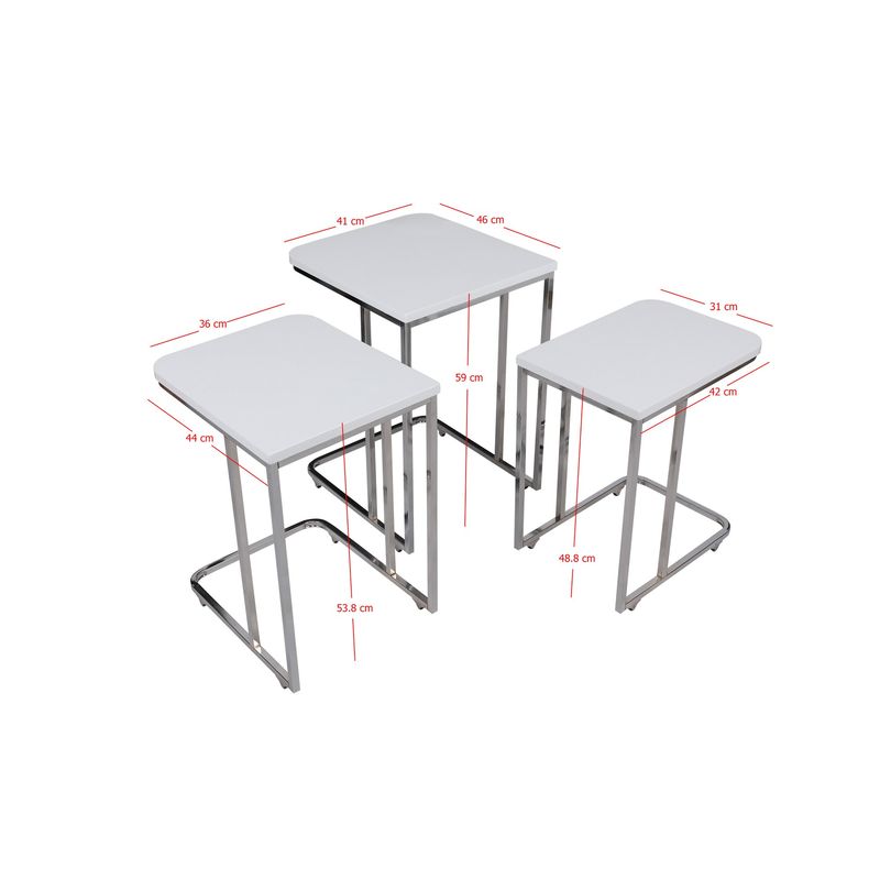 Casa si Gradina - Mobilier - Mese si birouri - Masute de cafea - Set masute cuib, Hanah Home, cadru metal, alb, blat mdf, 3 bucati - Infinity.ro