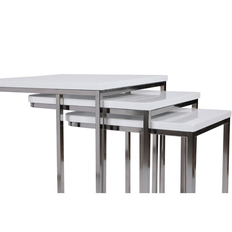 Casa si Gradina - Mobilier - Mese si birouri - Masute de cafea - Set masute cuib, Hanah Home, cadru metal, alb, blat mdf, 3 bucati - Infinity.ro