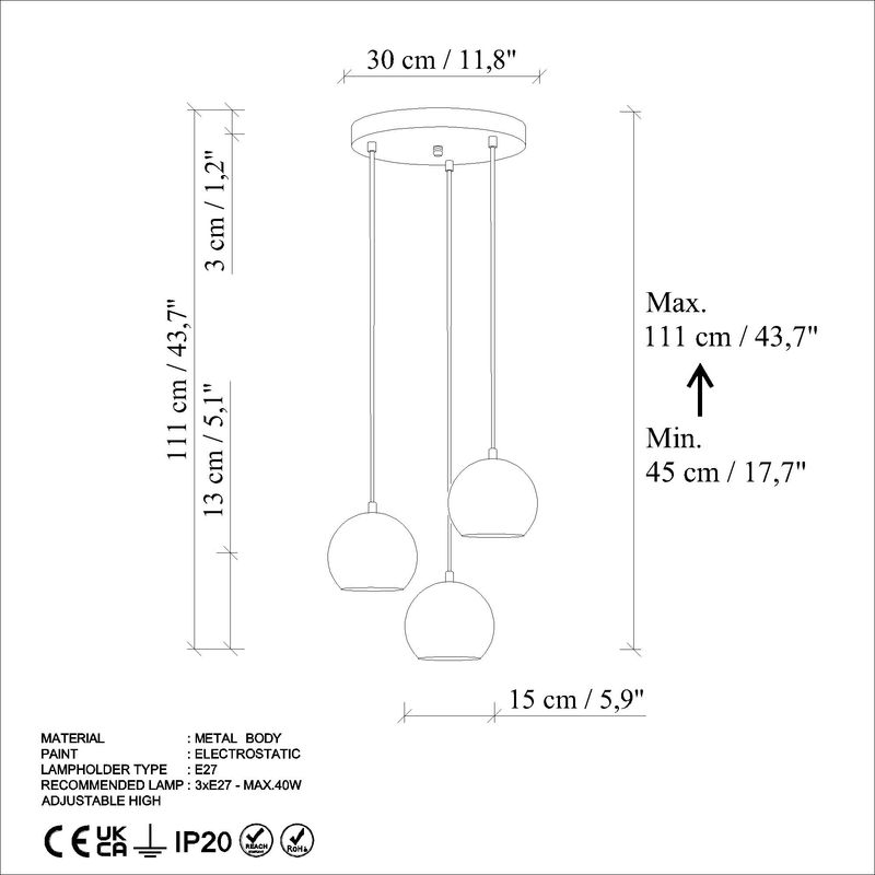 Casa si Gradina - Corpuri si surse de iluminat - Lustre si pendule - Candelabru, Opviq, metal, portocaliu, diametru 45 cm, inaltime reglabila - Infinity.ro