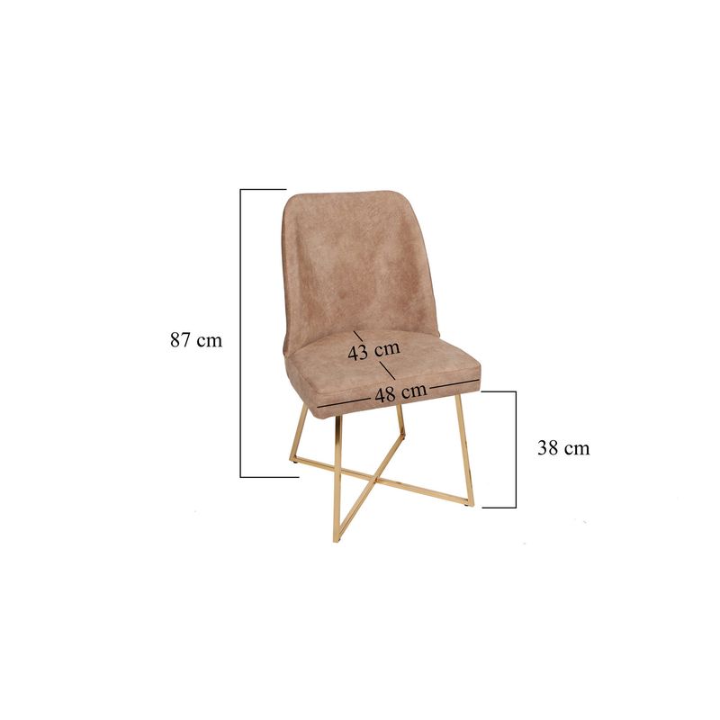Casa si Gradina - Mobilier - Scaune si fotolii - Scaune - Set scaune, Hanah Home, metal, catifea, auriu maro, 50x49x90 cm, 4 bucati - Infinity.ro