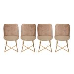 Casa si Gradina - Mobilier - Scaune si fotolii - Scaune - Set scaune, Hanah Home, metal, catifea, auriu maro, 50x49x90 cm, 4 bucati - Infinity.ro