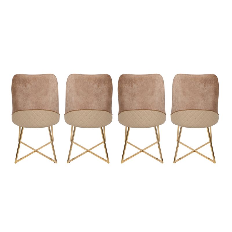 Casa si Gradina - Mobilier - Scaune si fotolii - Scaune - Set scaune, Hanah Home, metal, catifea, auriu maro, 50x49x90 cm, 4 bucati - Infinity.ro