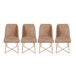 Casa si Gradina - Mobilier - Scaune si fotolii - Scaune - Set scaune, Hanah Home, metal, catifea, auriu maro, 50x49x90 cm, 4 bucati - Infinity.ro