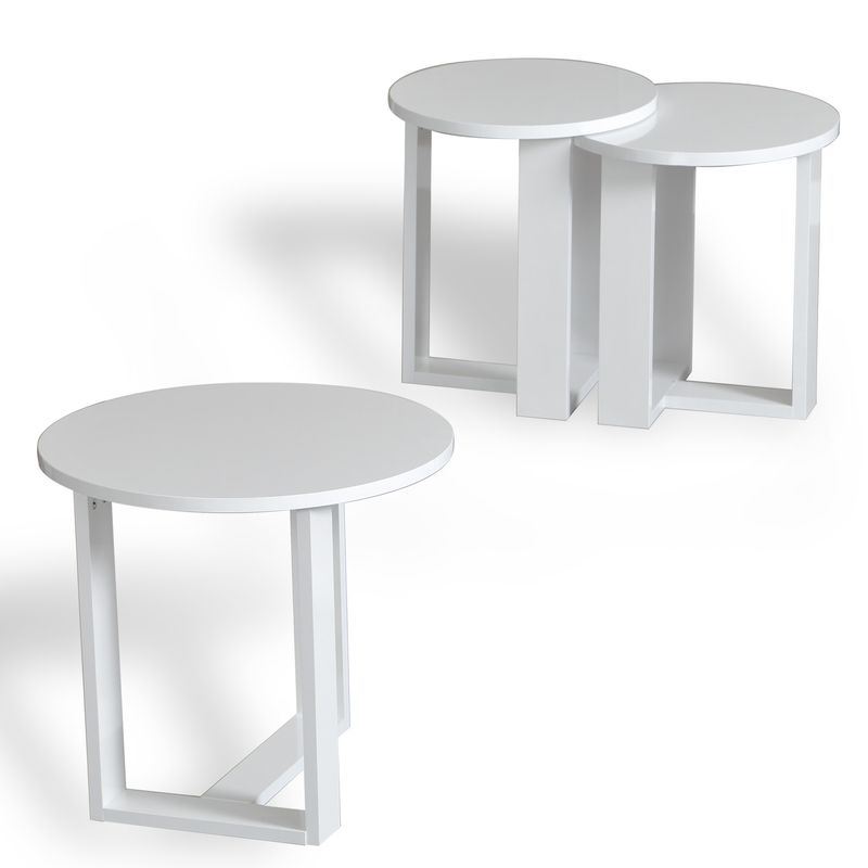 Casa si Gradina - Mobilier - Mese si birouri - Masute de cafea - Set masute de cafea, Hanah Home, pal melaminat, alb, 3 piese - Infinity.ro