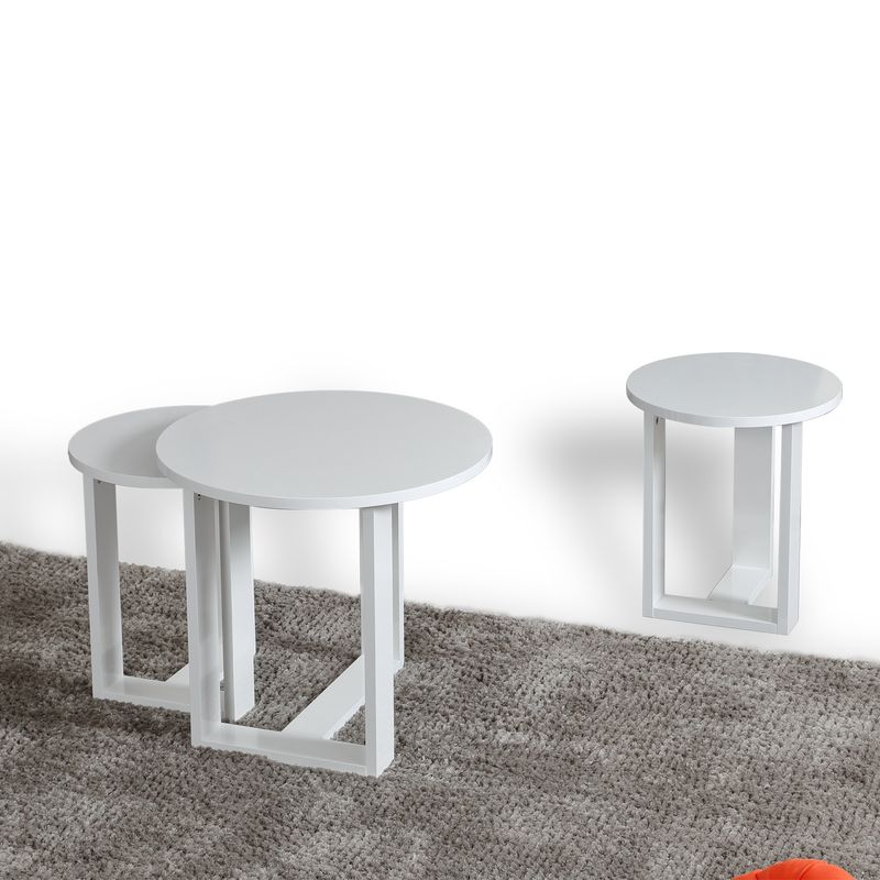 Casa si Gradina - Mobilier - Mese si birouri - Masute de cafea - Set masute de cafea, Hanah Home, pal melaminat, alb, 3 piese - Infinity.ro