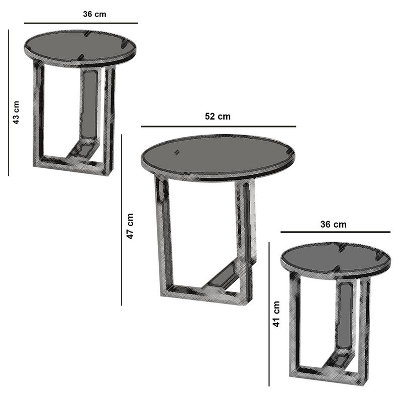 Casa si Gradina - Mobilier - Mese si birouri - Masute de cafea - Set masute de cafea, Hanah Home, pal melaminat, alb, 3 piese - Infinity.ro