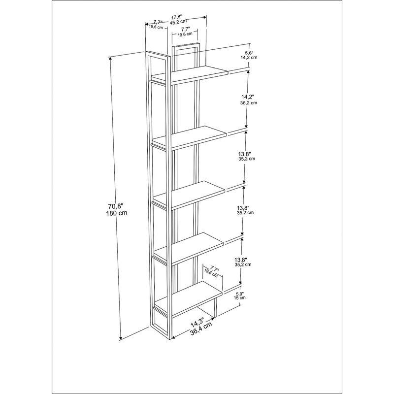 Casa si Gradina - Mobilier - Biblioteci si rafturi - Biblioteci - Biblioteca, Hanah Home, pal melaminat, stejar si negru, 45x22x180 cm - Infinity.ro