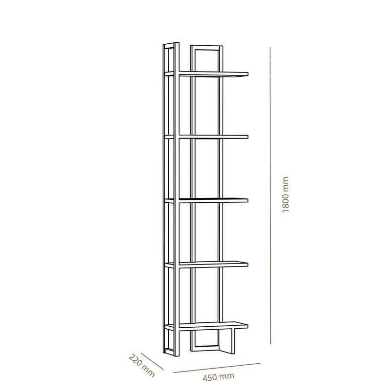 Casa si Gradina - Mobilier - Biblioteci si rafturi - Biblioteci - Biblioteca, Hanah Home, pal melaminat, stejar si negru, 45x22x180 cm - Infinity.ro