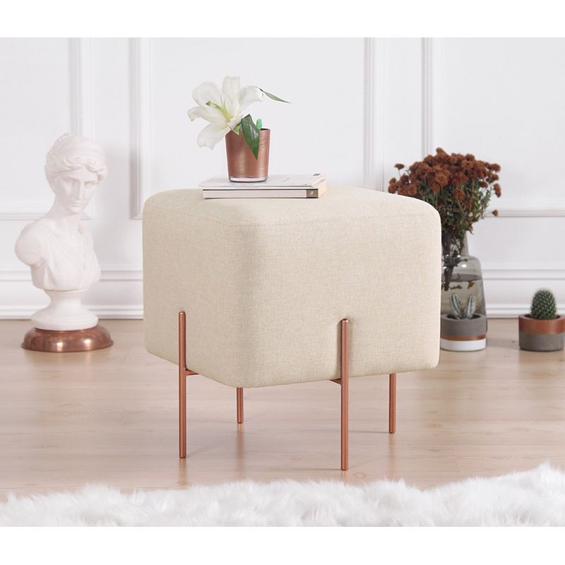 Casa si Gradina - Mobilier - Scaune si fotolii - Tabureti - Taburet, Atelier Del Sofa, bumbac si in, crem, 40x40x42 cm - Infinity.ro