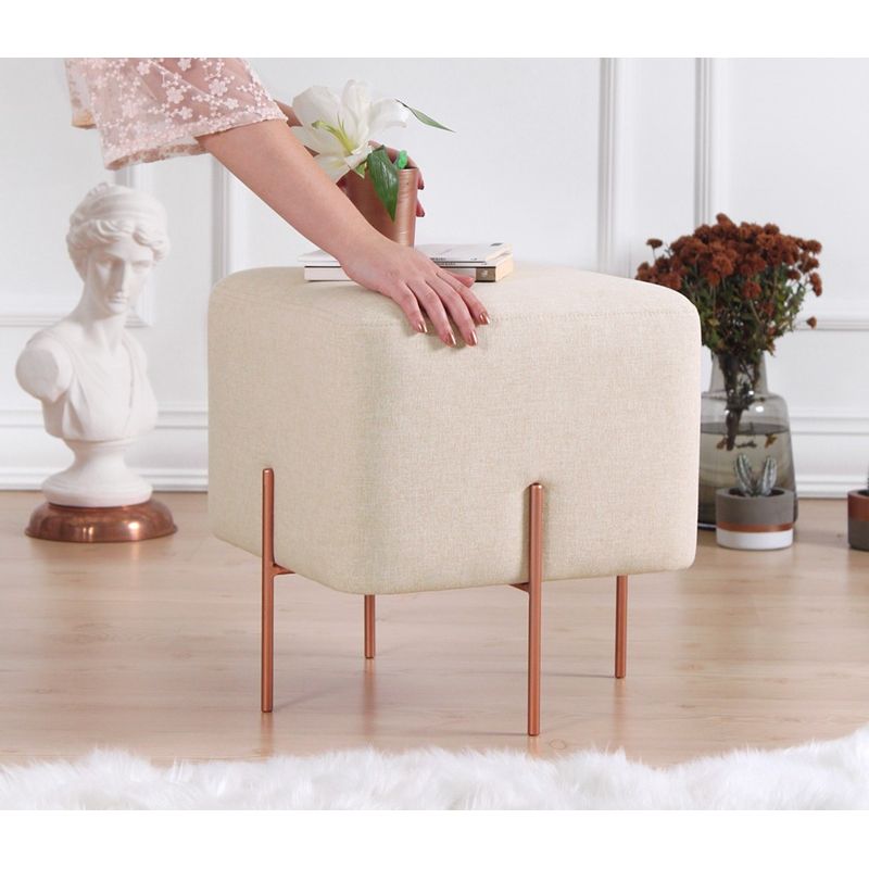 Casa si Gradina - Mobilier - Scaune si fotolii - Tabureti - Taburet, Atelier Del Sofa, bumbac si in, crem, 40x40x42 cm - Infinity.ro