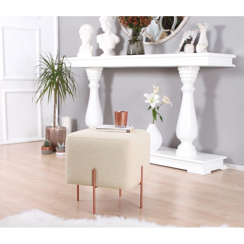 Casa si Gradina - Mobilier - Scaune si fotolii - Tabureti - Taburet, Atelier Del Sofa, bumbac si in, crem, 40x40x42 cm - Infinity.ro