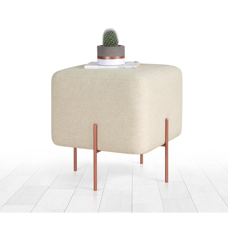 Casa si Gradina - Mobilier - Scaune si fotolii - Tabureti - Taburet, Atelier Del Sofa, bumbac si in, crem, 40x40x42 cm - Infinity.ro