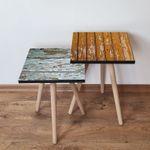 Casa si Gradina - Mobilier - Mese si birouri - Masute de cafea - Set masute de cafea suprapuse, Hanah Home, mdf, verde bej maro, 35x35x47 cm - Infinity.ro