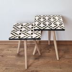 Casa si Gradina - Mobilier - Mese si birouri - Masute de cafea - Set masute de cafea, Hanah Home, mdf, alb negru auriu, 35x35x47 cm - Infinity.ro