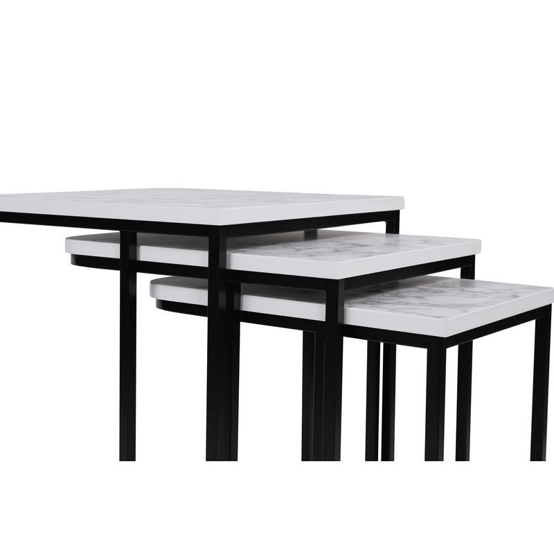 Casa si Gradina - Mobilier - Mese si birouri - Masute de cafea - Set masute cuib, Hanah Home, metal si mdf, alb si negru, 41x46x48.8 cm, 36x44x53.8 cm, 31x42x59 cm - Infinity.ro