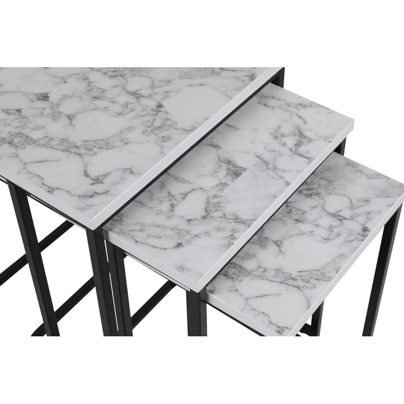 Casa si Gradina - Mobilier - Mese si birouri - Masute de cafea - Set masute cuib, Hanah Home, metal si mdf, alb si negru, 41x46x48.8 cm, 36x44x53.8 cm, 31x42x59 cm - Infinity.ro