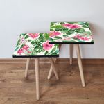 Casa si Gradina - Mobilier - Mese si birouri - Masute de cafea - Set masute de cafea, Hanah Home, mdf, roz verde alb, 35x47x35 cm, 2 piese - Infinity.ro
