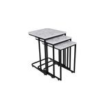 Casa si Gradina - Mobilier - Mese si birouri - Masute de cafea - Set masute cuib, Hanah Home, metal si mdf, alb si negru, 41x46x48.8 cm, 36x44x53.8 cm, 31x42x59 cm - Infinity.ro