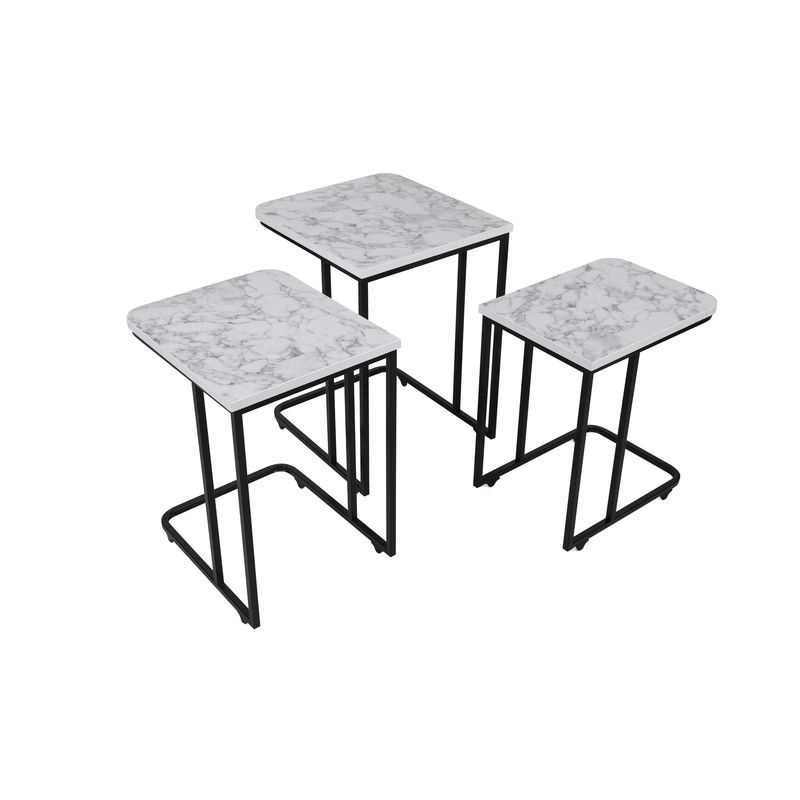 Casa si Gradina - Mobilier - Mese si birouri - Masute de cafea - Set masute cuib, Hanah Home, metal si mdf, alb si negru, 41x46x48.8 cm, 36x44x53.8 cm, 31x42x59 cm - Infinity.ro