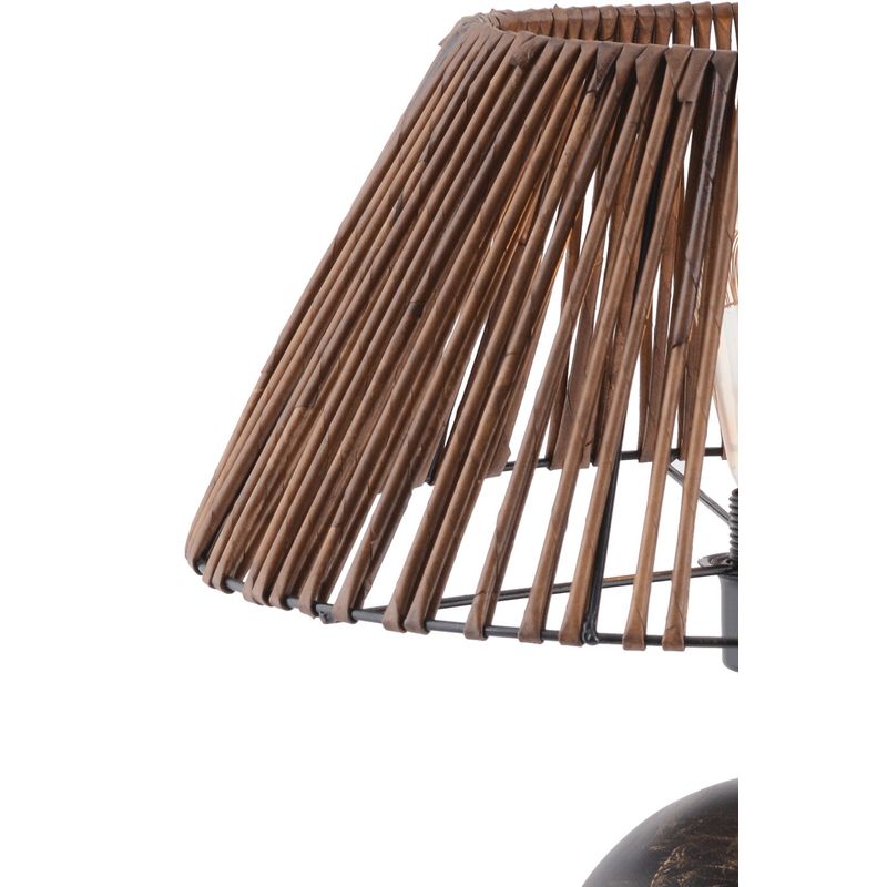 Casa si Gradina - Corpuri si surse de iluminat - Veioze si lampi - Veioze - Veioza, Opviq, poliester, capac bambus, negru alb auriu, 43 cm - Infinity.ro