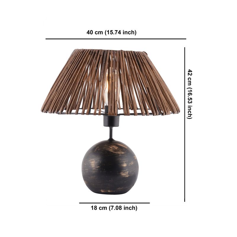 Casa si Gradina - Corpuri si surse de iluminat - Veioze si lampi - Veioze - Veioza, Opviq, poliester, capac bambus, negru alb auriu, 43 cm - Infinity.ro