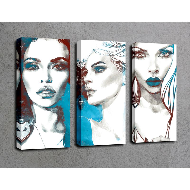 Casa si Gradina - Decoratiuni - Tablouri - Tablou canvas decorativ, Wallxpert, multicolor, 66x45 cm, 3 piese, panza, rama lemn - Infinity.ro