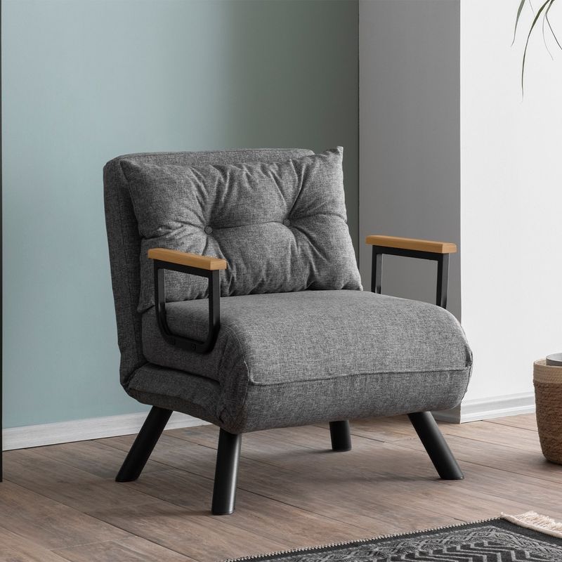 Casa si Gradina - Mobilier - Canapele si coltare - Canapele - Canapea extensibila, Hanah Home, metal, stofa in, gri deschis, 175x60 cm - Infinity.ro