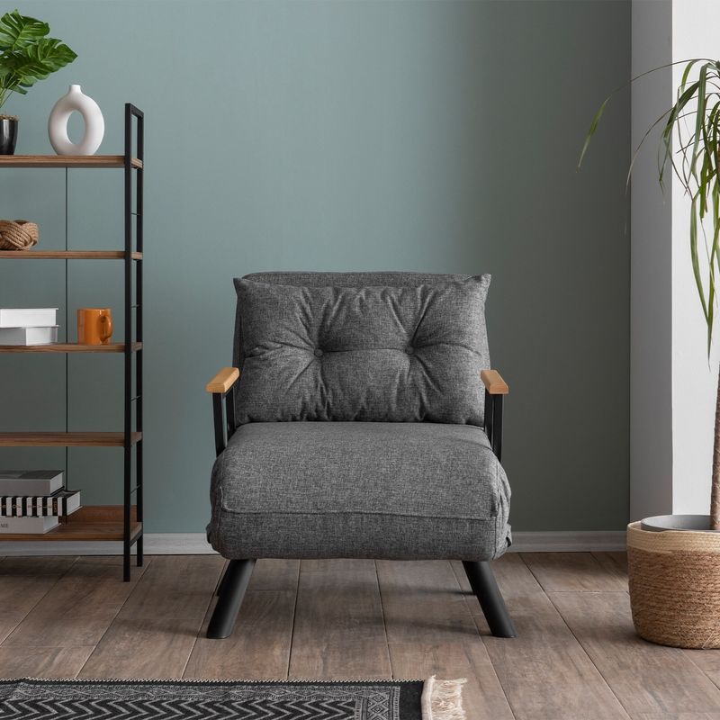 Casa si Gradina - Mobilier - Canapele si coltare - Canapele - Canapea extensibila, Hanah Home, metal, stofa in, gri deschis, 175x60 cm - Infinity.ro