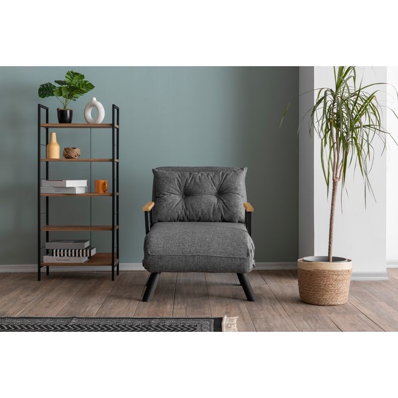 Casa si Gradina - Mobilier - Canapele si coltare - Canapele - Canapea extensibila, Hanah Home, metal, stofa in, gri deschis, 175x60 cm - Infinity.ro
