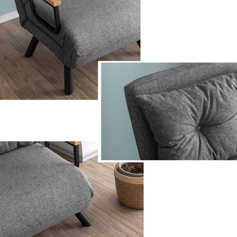 Casa si Gradina - Mobilier - Canapele si coltare - Canapele - Canapea extensibila, Hanah Home, metal, stofa in, gri deschis, 175x60 cm - Infinity.ro