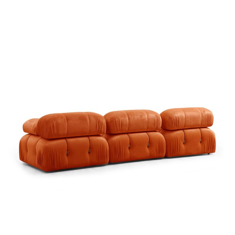 Casa si Gradina - Mobilier - Canapele si coltare - Canapele - Canapea 3 locuri, Hanah Home, lemn fag si panouri aglomerate, portocaliu, 288x95x75 cm - Infinity.ro